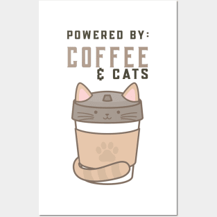 Powered by Coffee and Cats Posters and Art